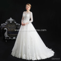 High Neck Long Sleeve Lace Appliqued Wedding Dress Bridal Gown